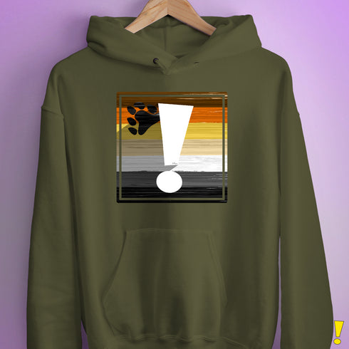 Bear Pride Flag Exclamation Point Hoodie - Army